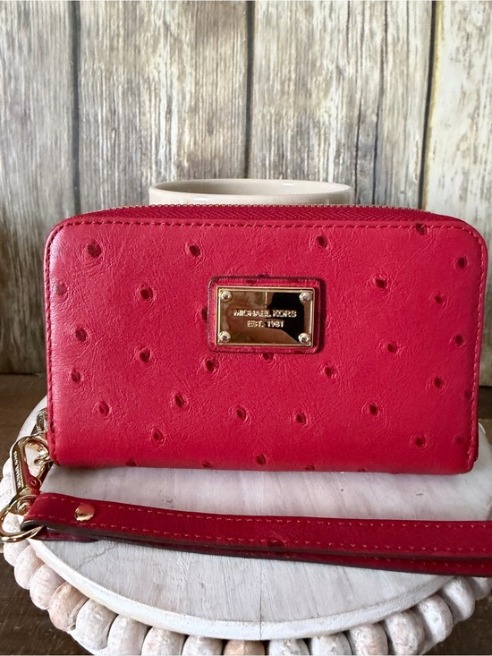 Michael Kors Handbags - Michael Kors Bright Red Zip-Around Wristlet Wallet with Gold Plate